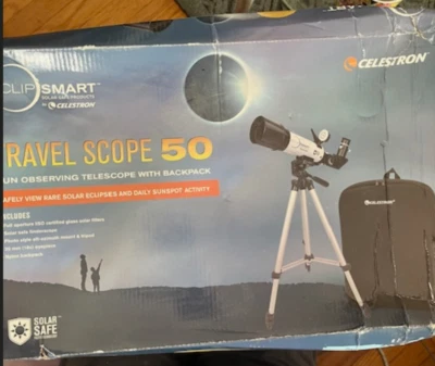 Telescópio de viagem seguro solar Celestron EclipSmart 50 com mochila - Imagem 1 de 4