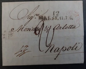1816 France Folded Letter sent from Marseille to Naples with AGDP cds - Bild 1 von 5