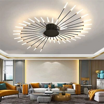 LED Ceiling Light Flush Mount Black Chandeliers for Bedroom Living Room 42Heads