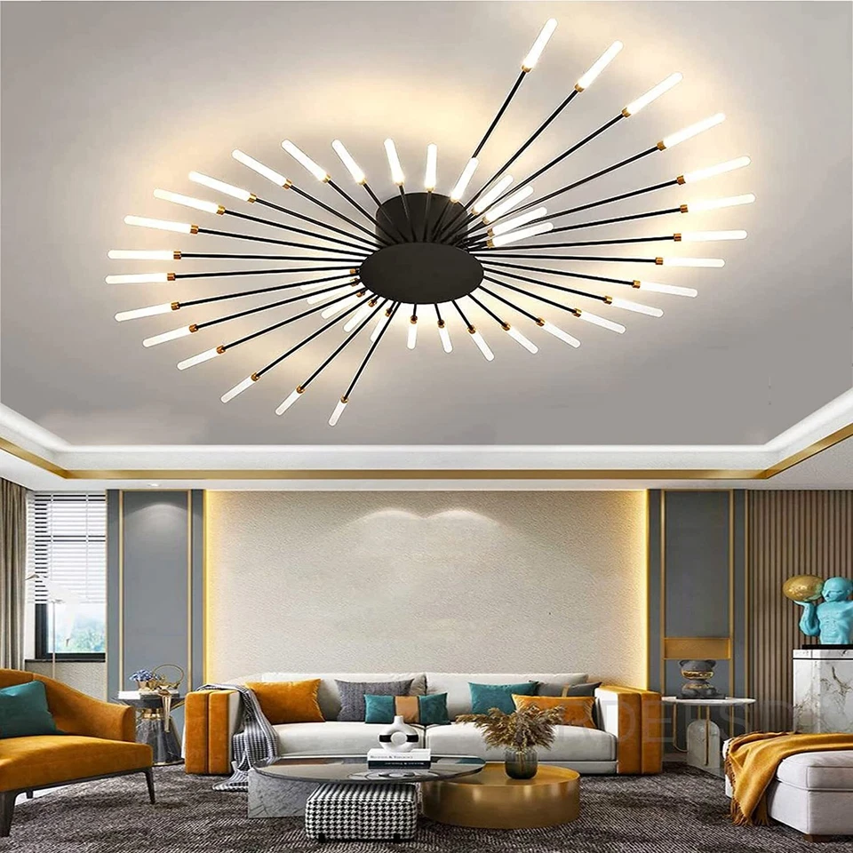 LED Ceiling Light Flush Mount Black Chandeliers for Bedroom Living Room 42Heads - Image 1 of 4