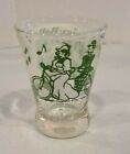 "DAISY BELL" SHOT GLASS OLD TIME COUPLE ON A BICYCLE BUILT FOR 2 Hazel Atlas