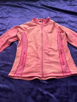 Chaqueta Michelle Bridges Hot Pink Crochet Panel Performance Talla 16 Foto 1 de 4
