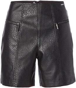 $140 A|X Armani Exchange Women's High Waisted Pebble Eco Leather Short,Black , 6