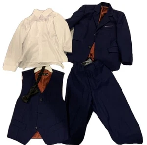 Yanlu Boys Toddler 3 Piece Navy Blue Formal Suit Jacket & Pants Set - Size 6 - Picture 1 of 8