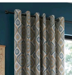 Ananas Elefant Ziri Gefüttert 46x90 Ösenvorhänge Türkis GÜNSTIGSTES AUF EBAY - Bild 1 von 3