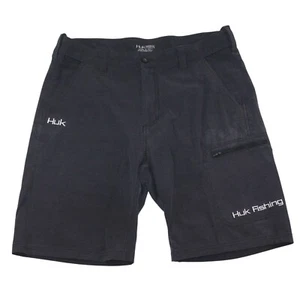 Huk Fishing Performance Mens XL Black Embroidered Logo Athletic Board Shorts - Picture 1 of 14