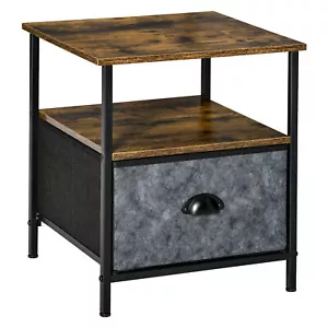 HOMCOM Side Table Vintage Nightstand Coffee Table w/ Drawer for Living Room - Picture 1 of 11
