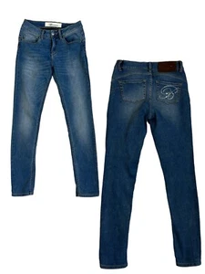 Blumarine Women's Denim Pants Mini Logo Pocket Straight Leg Jeans Blue Size I 42 - Picture 1 of 19