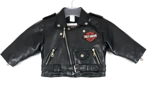 Harley Davidson Faux Leather Motorcycle Jacket Black Youth Toddler 24 Months - Picture 1 of 14