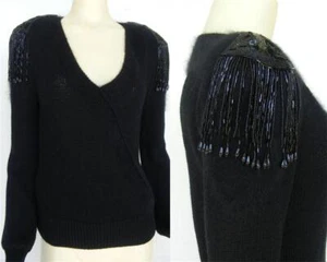 Suéter Mezcla Angora S Cuentas Dramático Acolchado Hombro Charreteras Elegante Adornado - Imagen 1 de 8