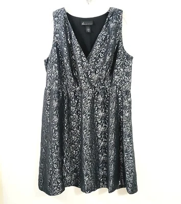 Lane Bryant Size 18 Metallic Gray V-neck Sleeveless Fit & Flare Women Dress - Image 1 of 4