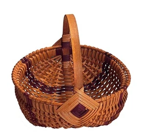 Amish Melon Basket Medium Size Handmade Woven Egg Gathering Buttocks Basket - Picture 1 of 17