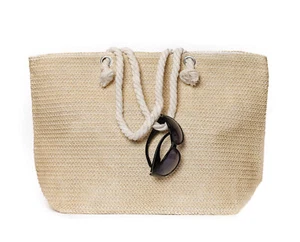 XXL Strandtasche Sommertasche große Badetasche Beige Damen Sommer Tasche Urlaub - Bild 1 von 8