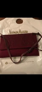 Neiman Marcus Crossbody Clutch - Wine Color With Crystals - Picture 1 of 6