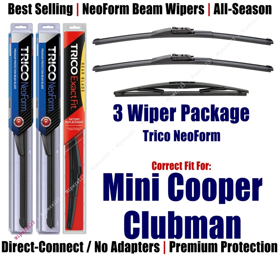 3pk Super-Premium NeoForm Wipers fit 2016+ Mini Cooper Clubman 162113/2013/10B - Изображение 1 из 1