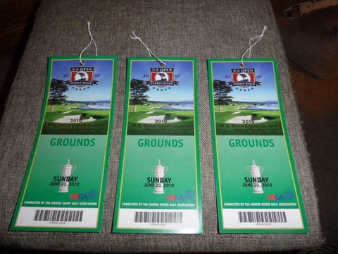 Lot of Three (3) 2010 US Open Sunday TICKETS Pebble Beach Cover