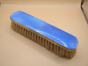 Birmingham 1928 Sterling Silver & Blue Guilloche Enamel Brush Wlker & Hall - Picture 1 of 5
