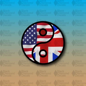 YIN YANG American Flag Union Jack British Flag 4" Custom Vinyl Decal Sticker JDM - Picture 1 of 1