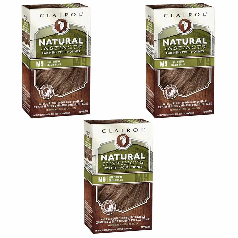 3-New Clairol Natural Instincts Semi-Permanent Hair Dye Kit for Men, Light Brown - Image 1 of 4