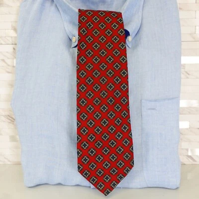 Corbata de cuello ROBERT TALBOTT para hombre roja floral seda tejida boho foulard medallón informal Foto 1 de 4