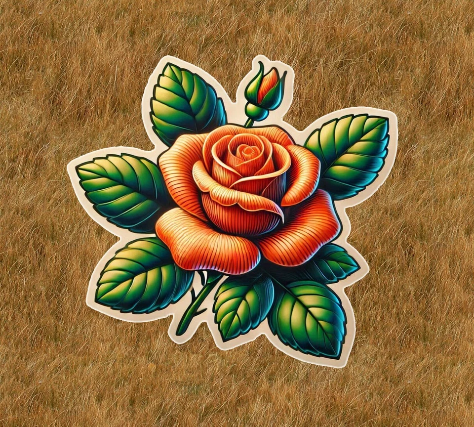 Beautiful orange rose 100% waterproof vinyl sticker decal - many sizes available - Image 1 of 1
