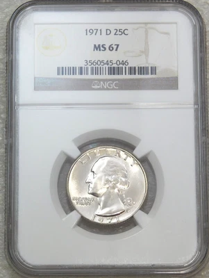 1971-D Washington Quarter Business Strike NGC MS67 Superb Luster #V144B - Image 1 of 4