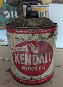VINTAGE 1940er KENDALL MOTORÖL 5 GALLONEN DOSE LEER MIT HOLZGRIFF - Bild 1 von 7