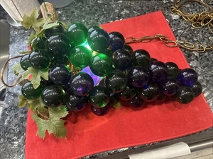 Vintage 1960's Acrylic Lucite Purple Grape Cluster Hanging Retro MCM Swag Lamp - Picture 1 of 19