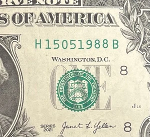 May 15, 1988 (H 15051988 B) BIRTHDAY Note $1 One Dollar Bill - Picture 1 of 3