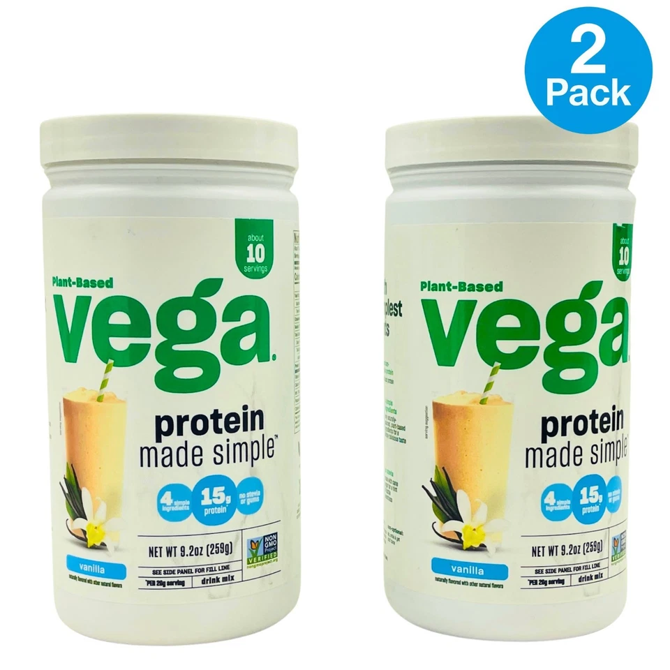 Vega Protein Made Simple ваниль 9,2 унц - 2 упаковки - срок годности 01/2026 - новая 20 порций - Изображение 1 из 4