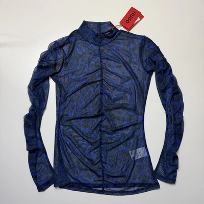 Hugo Boss Women's Dikarau Long-Sleeve Blouse Blue Size Large - Image 1 of 4