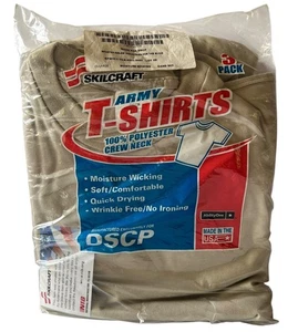 Paquete de 3 camisetas grandes bronceado arena absorbente humedad ejército USGI 8415-01-519-8786 nuevas - Imagen 1 de 5