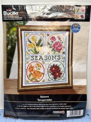 Kit Punto de Cruz Estampado BUCILLA - TEMPORADAS - 7" X 9" - 2012 - Flores Foto 1 de 3