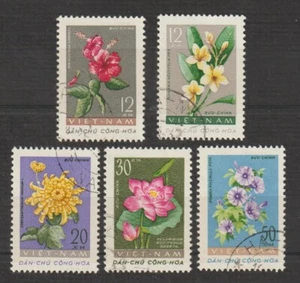1962 Vietnam Stamps Flowers Scott # 203-207 Cto Never Hinged - Picture 1 of 1