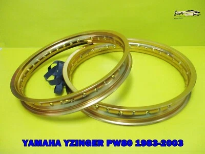 YAMAHA  YZINGER PW80 1983-2003  F & R ALUMINIUM GOLD WHEEL RIM SET  **si1469** Foto 1 de 4