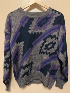 VTG Method Sweater Colorful Knit Geometric Grandpa Pullover 80s 90s Mens Large L - Picture 1 of 7