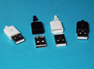 Spina USB 2.0 tipo A saldatura volte saldatura plug 4 pin nero bianco fai da te - Foto 1 di 8