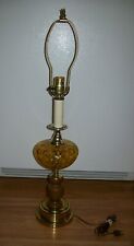  Vintage Opalescent Amber Coin Dot Table Lamp Works 29"
