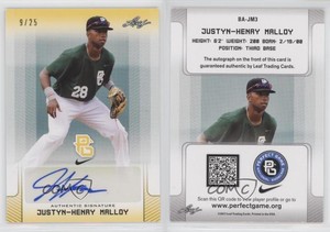 2017 Leaf Perfect Game National Showcase Yellow /25 Justyn-Henry Malloy Auto
