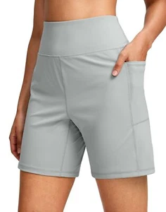 Women's 7'' Athletic Long Shorts with Pockets High Waisted Stretch Bermuda Sh... - Picture 1 of 7
