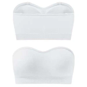 Women Strapless Padded Bra Tube Top Seamless Bandeau Bralette Stretch Underwear - Picture 1 of 29