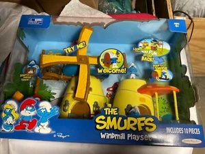 The Smurfs Windmill Playset JAKKS Pacific 10 Piece Play Set 2009 New - Picture 1 of 4