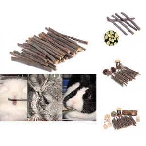 20/40/60Pcs Pet Chew Toy No Odor Teeth Clean Bunny Hamsters Apple Tree Branches