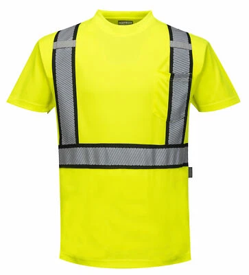 Camiseta Portwest S395 Detroit HiVis contraste trabalho reflexivo manga curta ANSI - Imagem 1 de 3