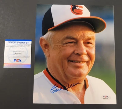 EARL WEAVER Signed 8x10 Photo-HALL OF FAME-BALTIMORE ORIOLES-PSA - Image 1 of 4