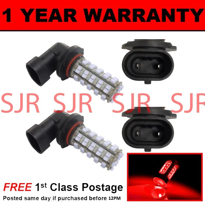 HB3 9005 RED 60 LED FRONT MAIN HIGH BEAM LIGHT BULBS CAR KIT XENON MB500801 X2 - Image 1 of 1