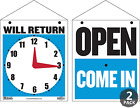 Open Sign 7.5"x9" Clock Will Return Be Back 2-Pack for Business Store