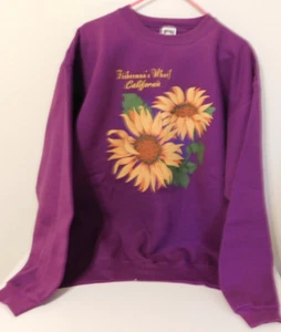 BRAND NEW LADIES VERY PRETTY PURPLE SWEATSHIRT with SUNFLOWERS, SZ XL-MADE USA - Picture 1 of 4