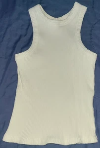 girls fitted white ribbed tank top, size 7 cotton: on kids, pullover - Picture 1 of 7