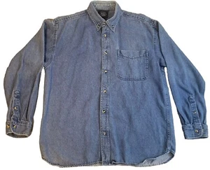 Nascar Chase Authentics Denim Shirt Mens L Blue Long Sleeve Button Down Vintage - Picture 1 of 22